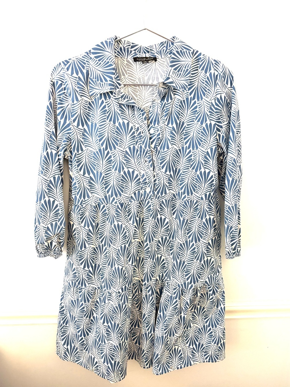 RACHEL ZOE Button Down Cotton Dress, blue and white